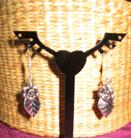 Boucles d'oreilles "feuille+rose"