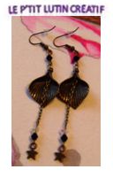 Boucles d'oreilles "feuille bronze + extension"