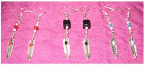 Boucles d'oreilles "plume avec pierre"