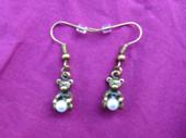 Boucles d'oreilles "ourson et perle"