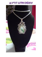 Collier "cabochon paon"