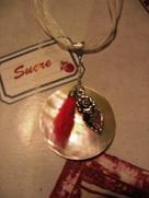 Collier organza "nacre+pompon"