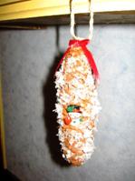 suspension : pomme de pin "bonhomme de neige"