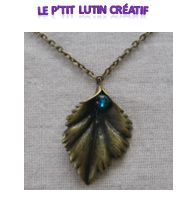 Ras de cou "grande feuille bronze+ perle"