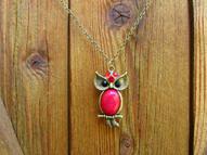 Ras de cou "hibou pierre rouge"