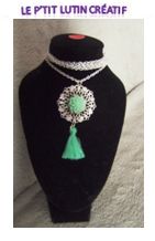 Sautoir "estampe ronde + pompon"