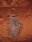 Sautoir "attrape cauchemar + plume grise"